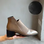 Cowhide Single Shoes Women New Four Seasons Versatile - Khaki