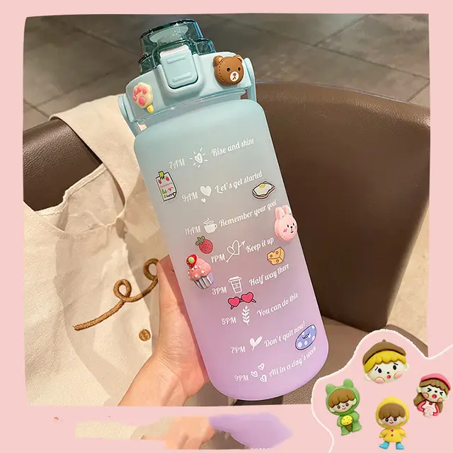Big Water Bottle Summer Portable Big Water Cup 2 Liters Capacity Cup Plastic Style B - Shop at LoveMi