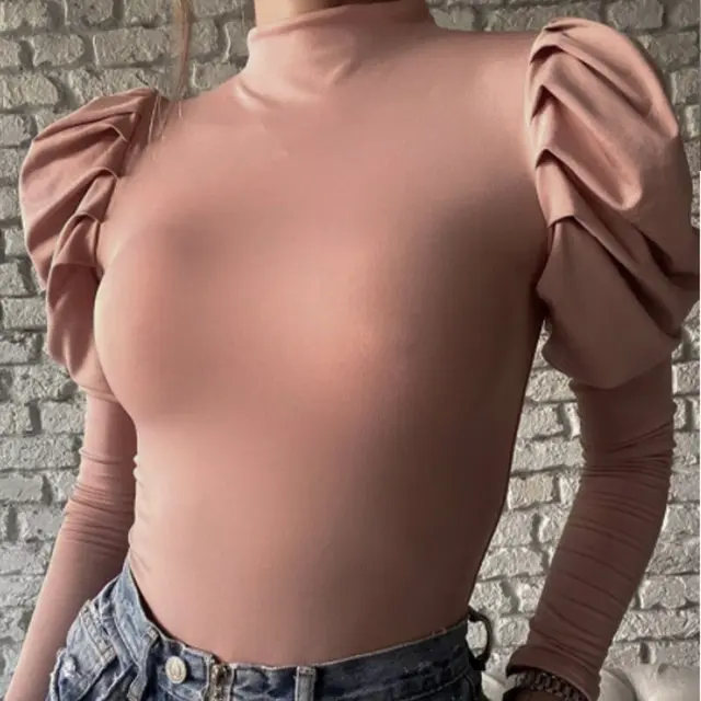 Long Sleeve Tight Knit Pullover Bottoming Shirt Pink - Shop at LoveMi