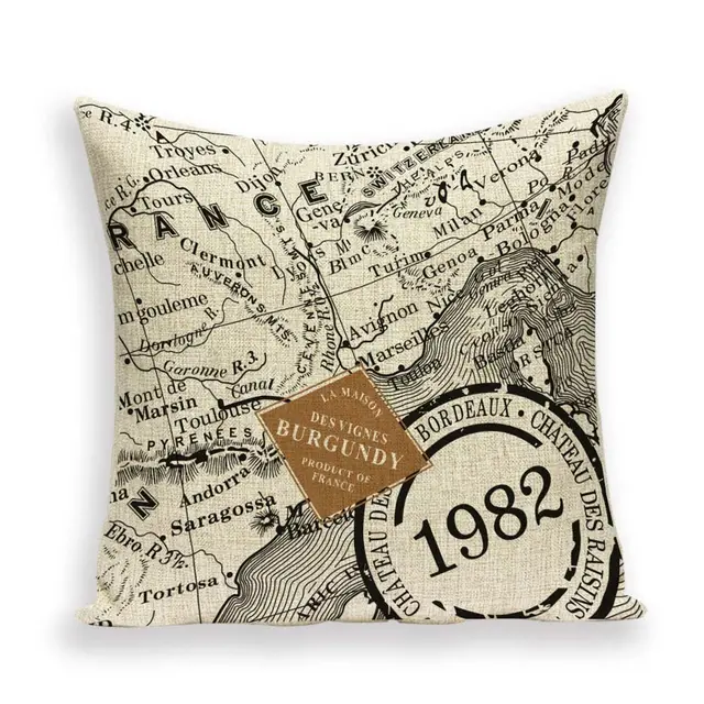 New Retro Toss Pillow Case European World Map Cushion Cover Seat Sofa Covers Morocco Linen House Home Decor Throw Pillows Cases - Shop at LoveMi