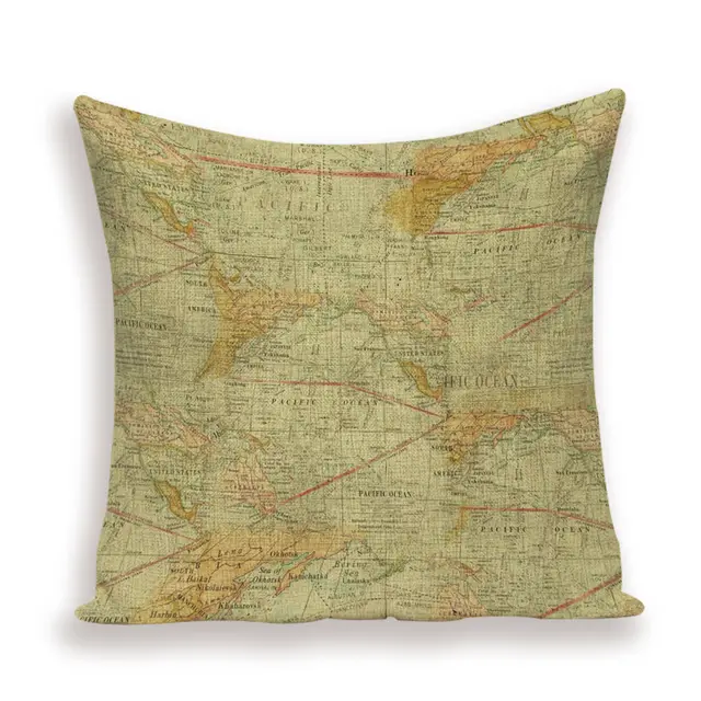 New Retro Toss Pillow Case European World Map Cushion Cover Seat Sofa Covers Morocco Linen House Home Decor Throw Pillows Cases P - Shop at LoveMi
