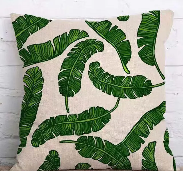 Tropical Plant Green Leaves Linen Pillowcase Cotton Linen Ym06Style - Shop at LoveMi