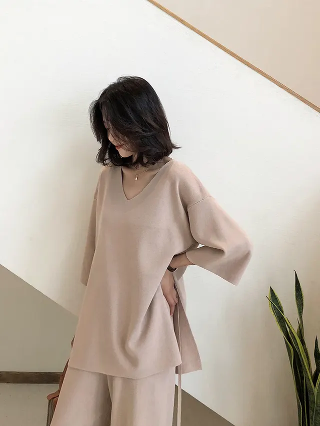 Knitted Suit Women Autumn And Winter Japan And South Korea New Loose Apricot - Shop at LoveMi