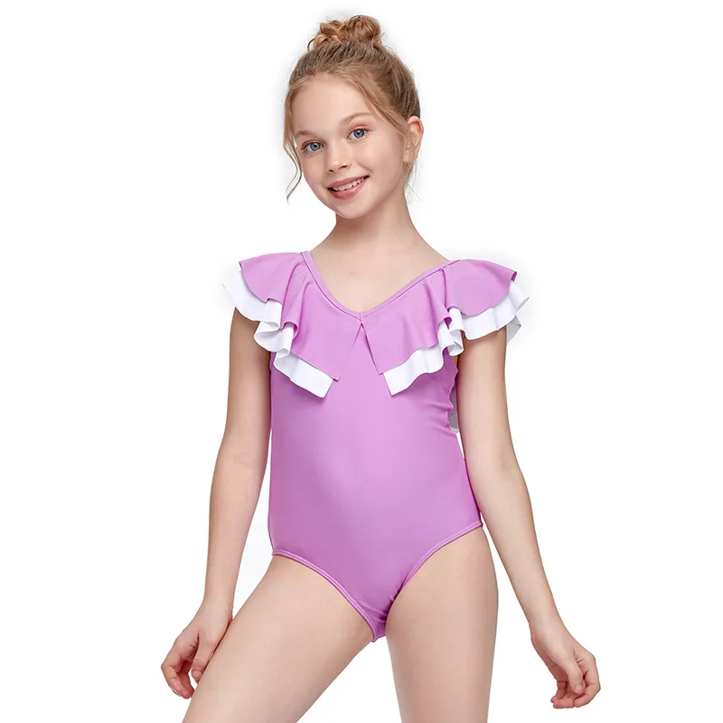 The New One piece Flashing Girls Swimwear New Children's Swimwear Purple - Shop at LoveMi