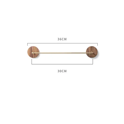 Bathroom Single Towel Bar Wall Hanging Black Walnut Round Single Rod 36Cm - Shop at LoveMi