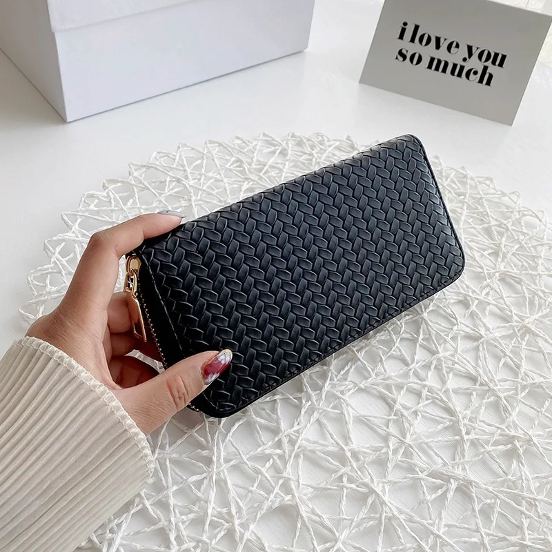 U Leather Pattern Clutch Bag Simple Fashion Lady Purse Black - Shop at LoveMi