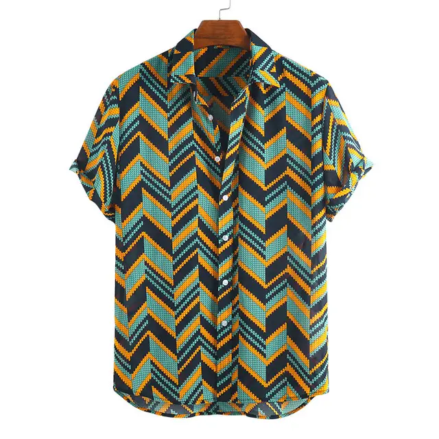 Type Short sleeved Color blocking Chemical Fiber Blended Hot selling Thousands Of Boutique Men's And Men's Shirts Crazy Promotion Green - Shop at LoveMi