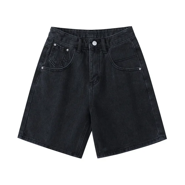 Loose Korean Style High Waist Girl Denim Shorts Black - Shop at LoveMi