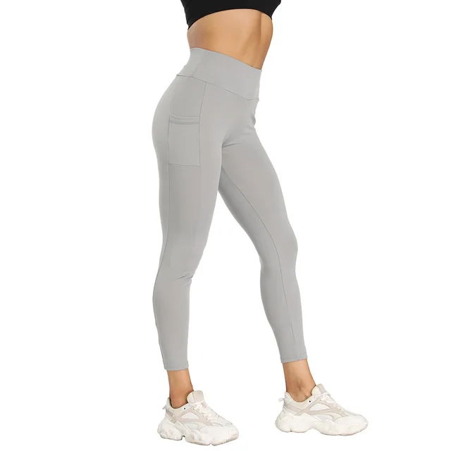 Fashion Stitching High Waist Yoga Pants Light Grey - Shop at LoveMi