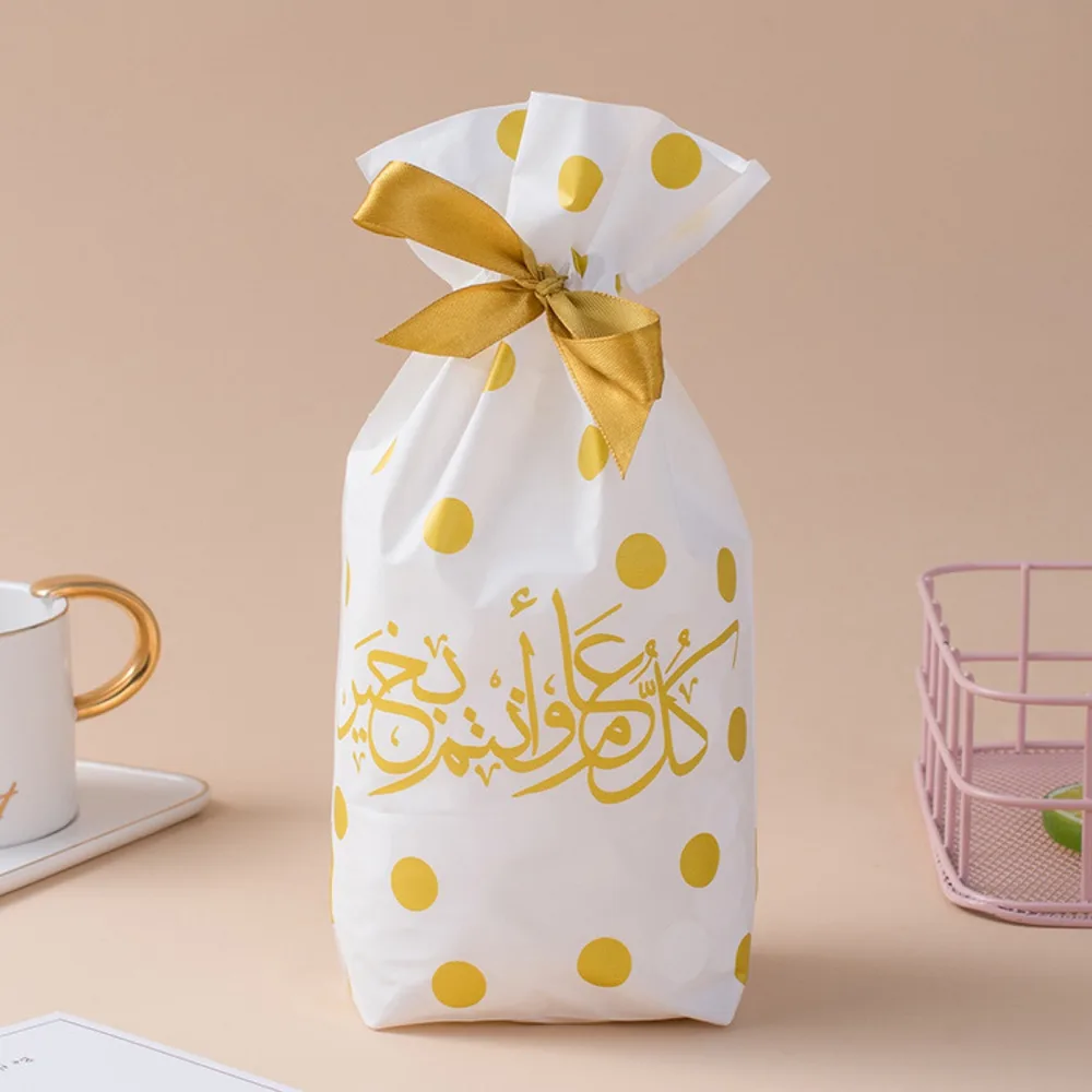 Drawstring Bag Food Bag Gift Bag Ribbon Packaging Bag A Pack - Golden Dots