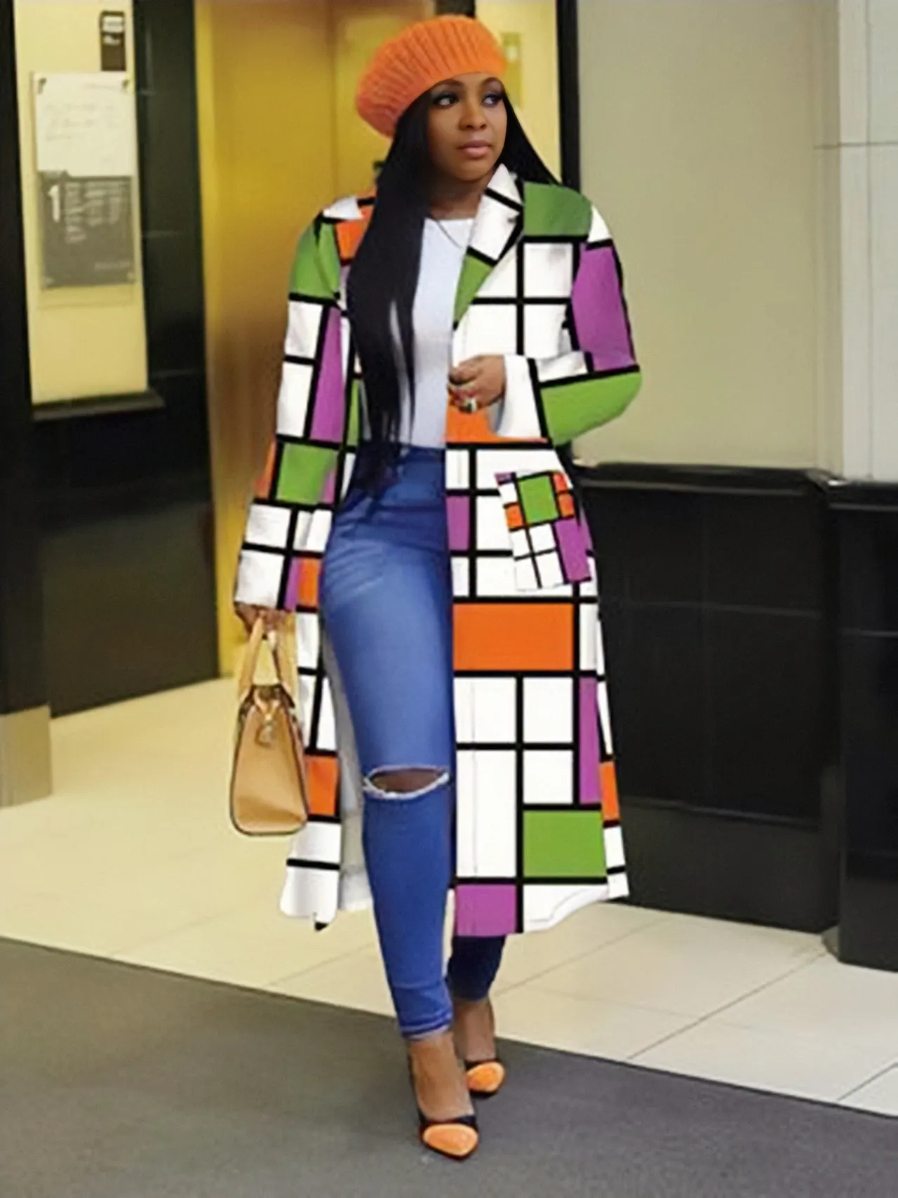 Spring African Women Long Sleeve Printing Plus Sie Long Shirt Dress S-5XL - Camouflage.