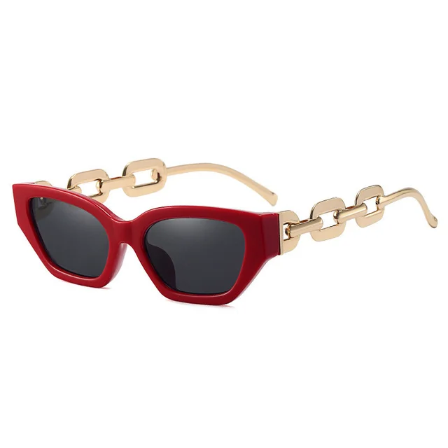 Small Frame Personalized Chain Temples Sunshade Sunglasses Redall Gray - Shop at LoveMi