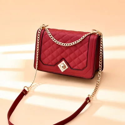 One Shoulder Portable Diagonal Cross Embroidered Handbags Red - Shop at LoveMi