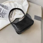 Many Design Retro Alligator Simple Armpit Bag - Black