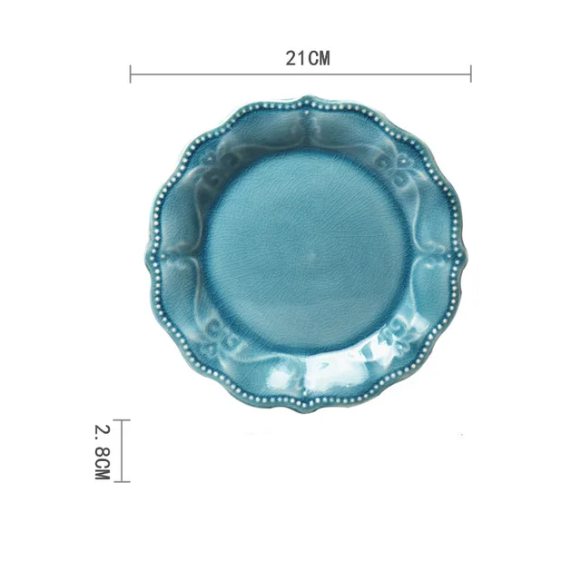 Ceramic Hand painted Western Food Microwave Breakfast Plate Lake Blue - Shop at LoveMi