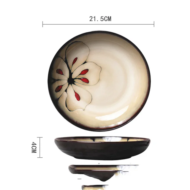 Ceramic Hand painted Western Food Microwave Breakfast Plate Maroon - Shop at LoveMi