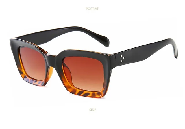 Fashion Retro Simple Square Sunglasses Black Leopard - Shop at LoveMi
