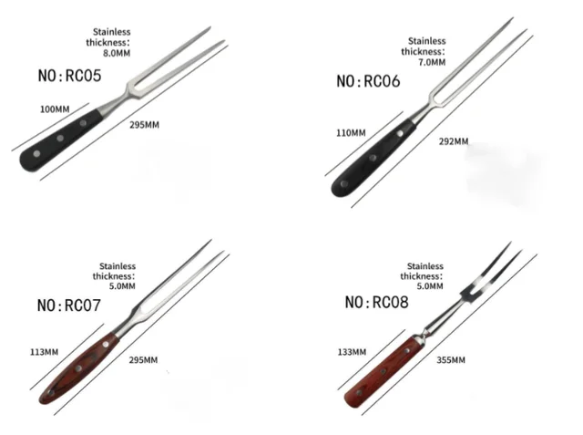 Simple Stainless Steel Meat Fork Outdoor Barbecue Wooden Handle Fork Barbecue Fork 07Rc - Shop at LoveMi