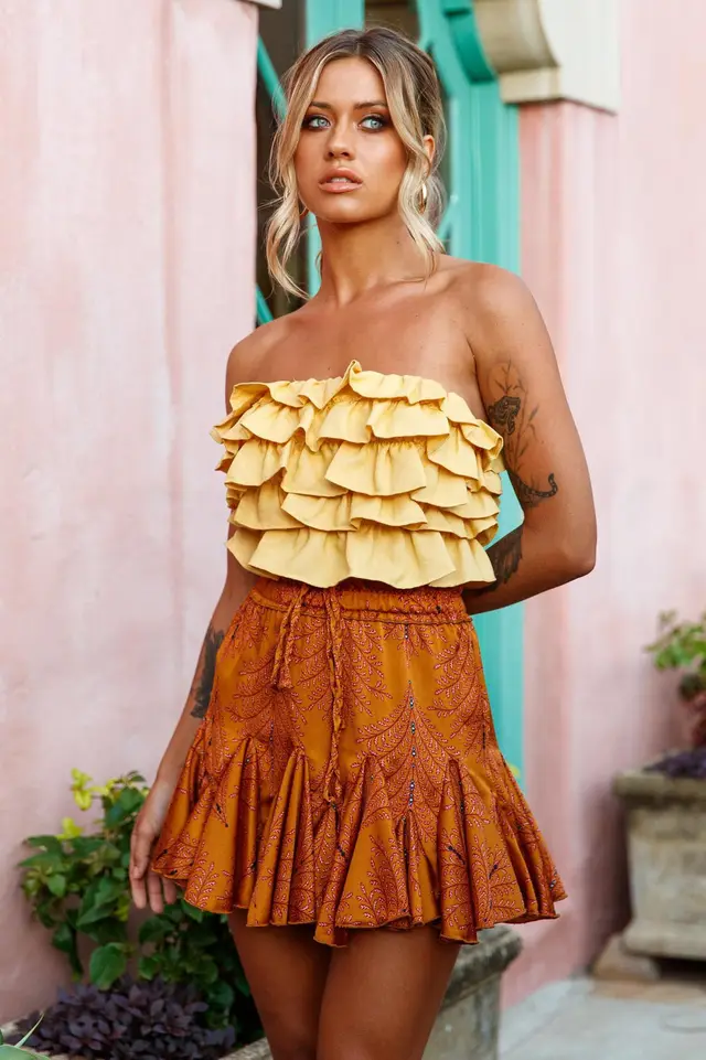 Pleated Skirt With Ruffles - Shop at LoveMi