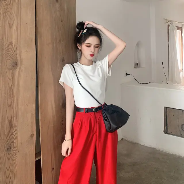 Candy Crew Neck Short Sleeve Top Women's Loose Inner Bottoming Shirt Western Style Short Sleeve T Shirt White - Shop at LoveMi