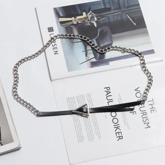 Korean Style Simple Thin Thin Belt With Triangle Buckle Silver - Shop at LoveMi