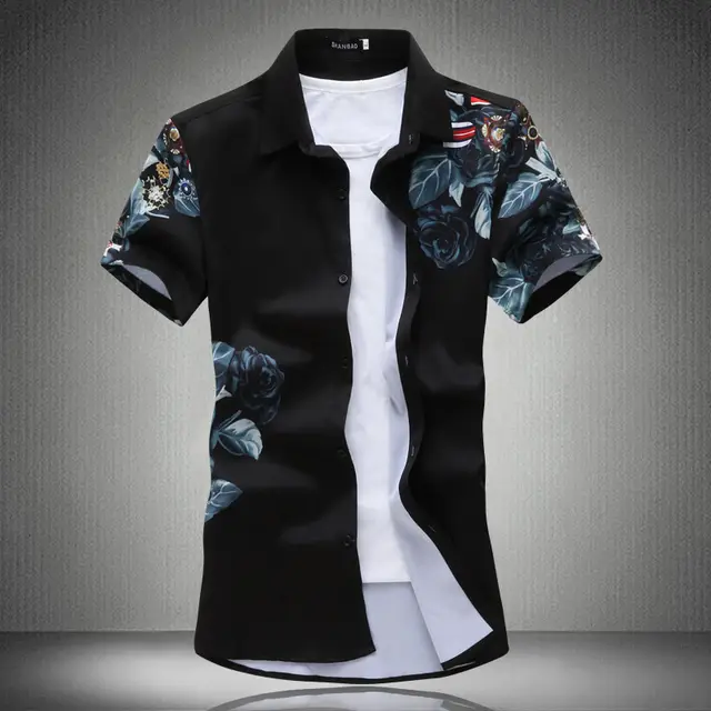Plaid Men's Printed Short sleeved Shirts Men's Shirts Personality Youth Tops Black - Shop at LoveMi