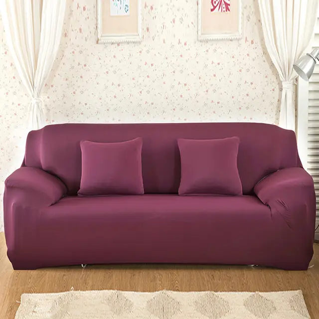 Solid Color All inclusive Universal Fabric Stretch Full cover Sofa Cover Bean Paste Red - Shop at LoveMi