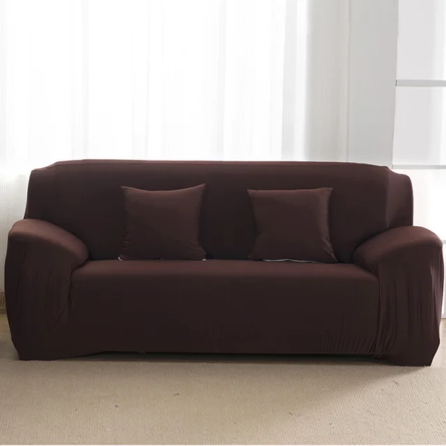 Solid Color All inclusive Universal Fabric Stretch Full cover Sofa Cover Coffee Brown - Shop at LoveMi