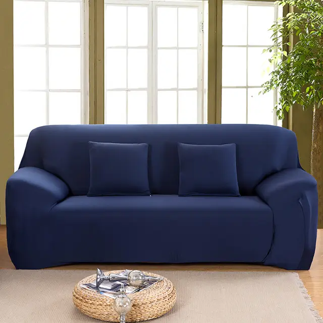 Solid Color All inclusive Universal Fabric Stretch Full cover Sofa Cover Navy Blue - Shop at LoveMi