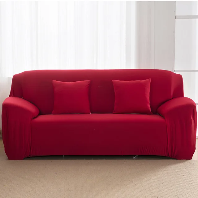 Solid Color All inclusive Universal Fabric Stretch Full cover Sofa Cover Red - Shop at LoveMi