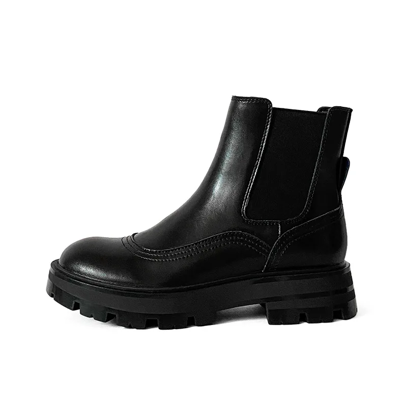 Short Boots Smoke Boots Women's Elastic Sleeve Foot Women's Martin Boots British Style Women's Boots Black - Shop at LoveMi