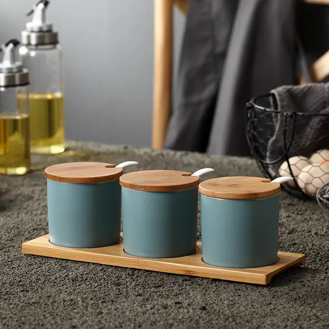 Seasoning Jar Seasoning Bottle Salt Monosodium Glutamate Seasoning Box Set Household Straight Green - Shop at LoveMi
