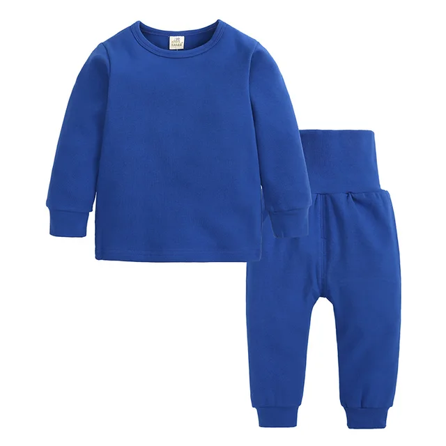 Spring Autumn Children Pajama Suit Cotton Warm Kids Clothes Blue - Shop at LoveMi
