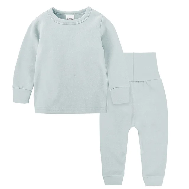 Spring Autumn Children Pajama Suit Cotton Warm Kids Clothes Light Blue - Shop at LoveMi