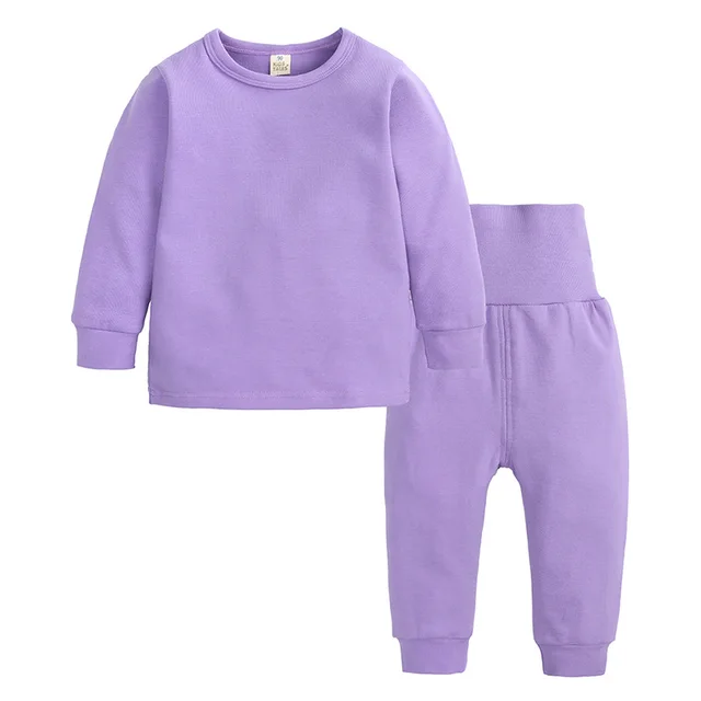 Spring Autumn Children Pajama Suit Cotton Warm Kids Clothes Purple - Shop at LoveMi