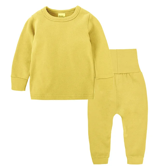 Spring Autumn Children Pajama Suit Cotton Warm Kids Clothes Yellow - Shop at LoveMi