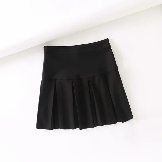 High Waist Elastic Pleated Knit Skirt Black - Shop at LoveMi