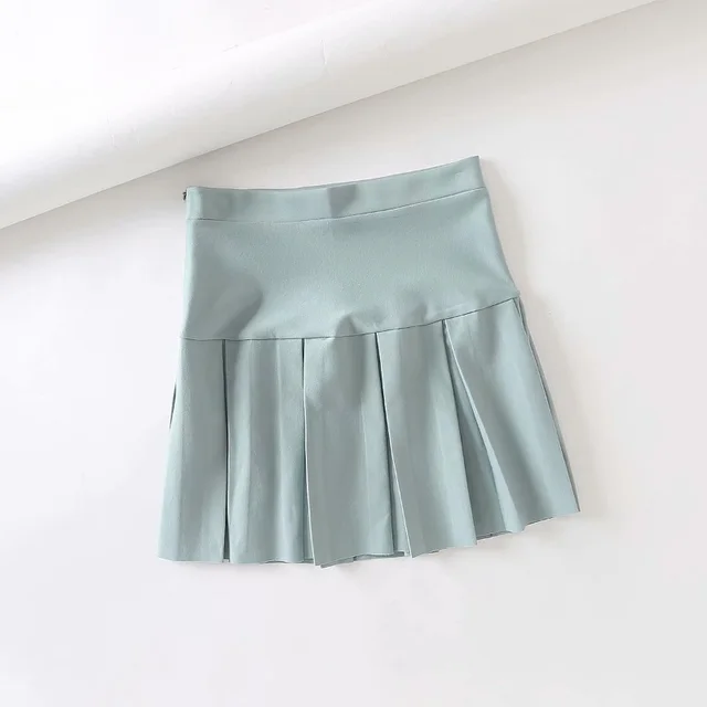 High Waist Elastic Pleated Knit Skirt Green - Shop at LoveMi