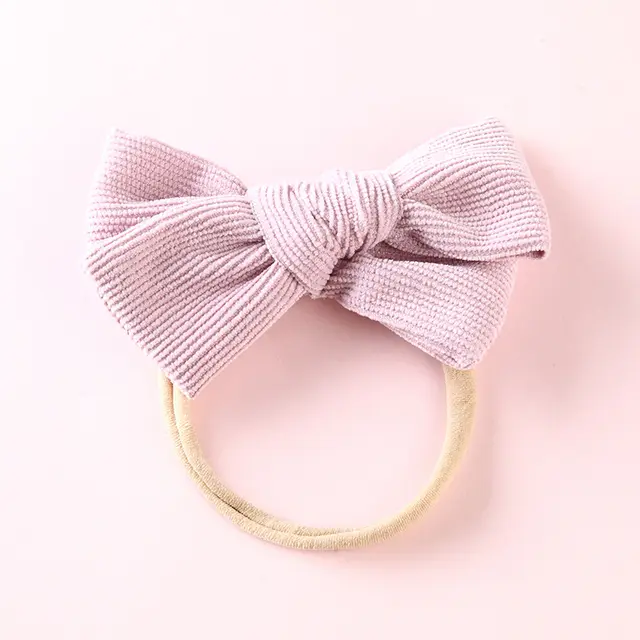 Elastic Nylon Hair Rope 17 Colors Corduroy Bow Baby Hair Tie F - Shop at LoveMi