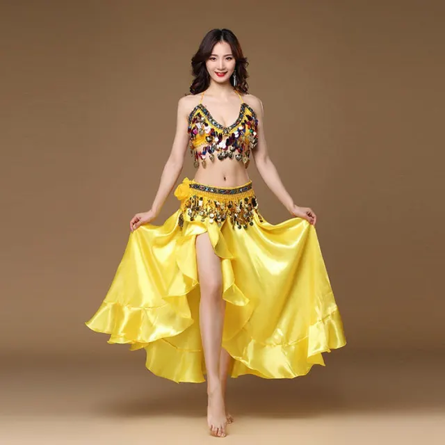 Belly Dance Sexy Performance New Indian Annual Meeting Stage Performance Costume Yellow - Shop at LoveMi