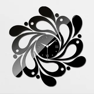 Preciser Mirror Wall Clock For Living Room Office Kitchen - Mirror Black
