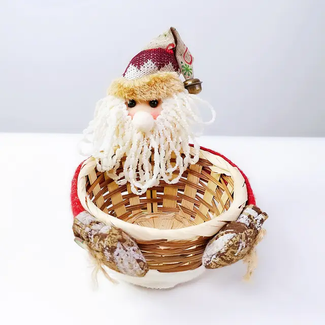 Christmas Decoration Home Storage Basket Santa Snowman Elk Candy Basket Cx17072 Old Mans Basketball - Shop at LoveMi
