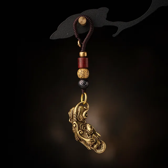 Brass Brave Keychain Pendant Car Key Chain Male Copper Brave Lanyard - Shop at LoveMi