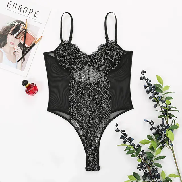 Flower Stitching Hollow Sexy One piece Dress Black - Shop at LoveMi