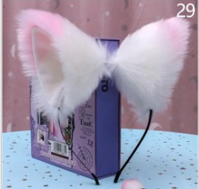 Anime Cat Girl Hair Hoop Headband Cat Ears Pink White - Shop at LoveMi