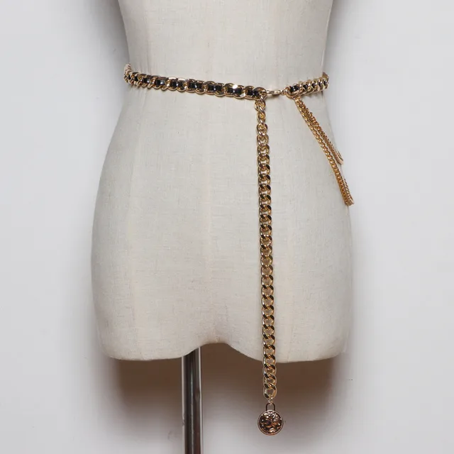 Korean Version Of All match Waist Rope Metal Braided Waist Chain Female Thin Belt Decoration Golden - Shop at LoveMi