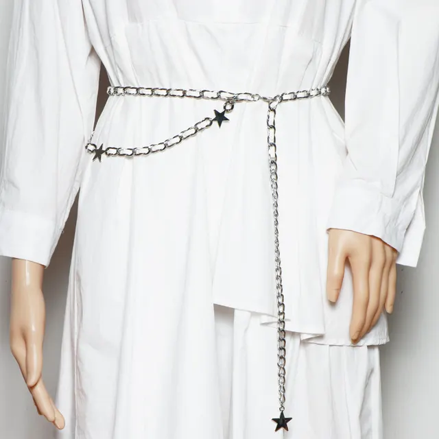 Wind Decoration Suit Thin Belt Fashion Chain Braided Waist Waist Girdle Seal Silver - Shop at LoveMi