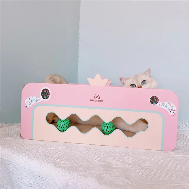 Girl's Heart Corrugated Cat Scratch Board Crown Cat Litter Cat With A Ball Without Dwarfing Cat Claw Toy Pink Scratcher - Shop at LoveMi