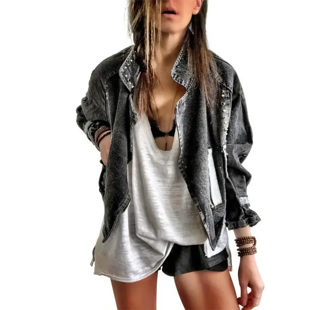 Black Printed Beaded Bat Sleeve Loose Jacket Black - Shop at LoveMi