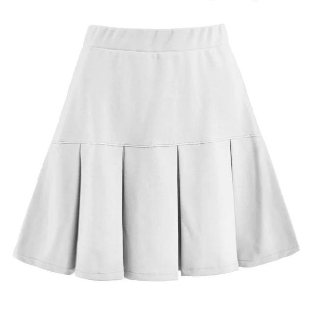 Fashion All match Stretch High Waist Pleated Skirt White - Shop at LoveMi